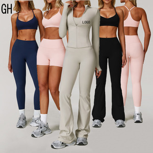 GH Phụ Nữ Đứng Cổ Đầy Đủ Dây Kéo Áo Khoác Yoga Tracksuit Phụ Nữ Tập Hợp Chống Sốc Áo Ngực Phòng Tập Thể Dục Phù Hợp Với Nữ Hip Lift Bộ Thể Thao - Product Image 1
