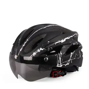 Gran oferta casco de bicicleta de montaña MTB moldeado integrado con escudo de viento cascos de bicicleta deportiva para adultos