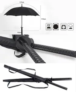 Japanse Stijl Automatische Rechte Paraplu, Chinese Leverancier Samurai Zwaard Handvat Afdrukbare Logo Paraplu *