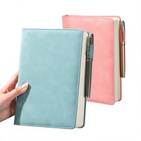 Carnet de notes en cuir A5 de qualité supérieure, papier épais, logo imprimé, reliure cousue, pour le bureau, avec porte-stylo