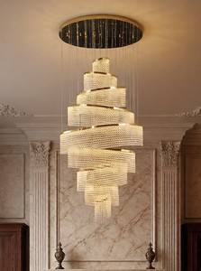 Lampadario in Cristallo per Decorazione Interna, Lampada per Scale, Chandelier Grande Personalizzato in Acciaio Inox per Villa, Adatto per Soggiorno e Ingresso - Product Image 4