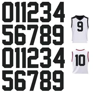 Iron on Numbers Heat Transfer Numbers 0 to 9 Jersey Numbers Soft PU Iron on Numbers for Team Uniforms, Sports T-Shirts, Football