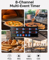 Minuteur de cuisine numérique à écran LED 8 canaux en acier inoxydable, tension universelle, chronométrage 99 heures pour cantines scolaires et cuisines centralisées