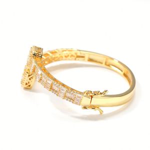 Hip Hop Copper Irregular Shape Zircon Geometric Gold Silver Adjustable Diamonds Jewelry Bracelet <b>Men</b> Women - Product Image 3