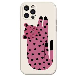 Liquid silicone UV color printing Pink Leopard is funny Mobile Cover TPU Frosted Phone Case For Iphone15 14 13 12 11Pro Max