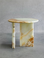 Table à café de luxe en marbre Onyx vert Nature poli Finition de surface Forme de conception moderne