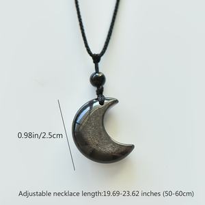 Collar con Colgante de Obsidiana Plateada de Alta Calidad Crystalhola, Tallado con Impresión Digital, 2.5cm, 10g, Tendencia de Moda - Product Image 6