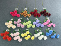 Fleurs artificielles en soie de chrysanthème bordeaux à tige longue, 3 ou 6 têtes, avec feuilles, pour décoration de mariage et de maison
