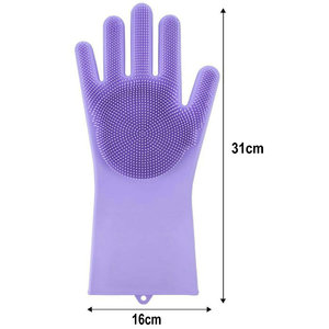 100% silicona de grado de alimentos de goma resistente al calor cepillo guantes de <span class=keywords><strong>horno</strong></span> de la cocina guantes de limpieza - Product Image 2