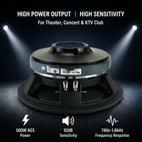 Haut-parleur PA professionnel de 12 pouces, 500 W RMS, bobine vocale de 100 mm, woofer robuste de 220 mm, métal, respectueux de l'environnement, son pour scène, club, concert