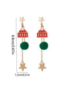 <span class=keywords><strong>Orecchini</strong></span> alla Moda, Trendy e Molto Venduti, in Lega Placcata Argento con Stella, Cappello Rosso e Pompon Verde, <span class=keywords><strong>Orecchini</strong></span> <span class=keywords><strong>Pendenti</strong></span> Natalizi, Regalo di Gioielleria per le Feste - Product Image 4