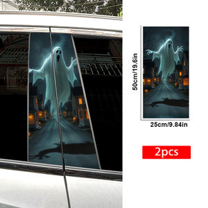Alta calidad 2 uds Halloween Horror coche ventana pegatinas Spooky Halloween decorativo coche lado B Pilar vinilo pegatina para coches - Product Image 6