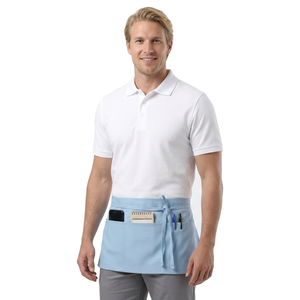 Tablier court noir personnalisé en polyester pour serveur(se) de restaurant, bar à café ou cuisine, avec trois poches - Product Image 6