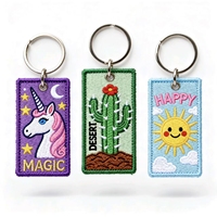 Porte-clés rectangulaire classique tissé en gros avec logo brodé personnalisé, breloque de sac, porte-clés en acier inoxydable personnalisé, écologique
