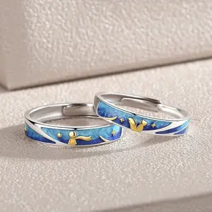 2Pcs Couple Adjustable Ring Prince and Little Fox Couple Ring Fashion Accessories Gift For Lover Couple