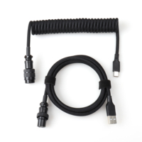 Cable para Teclado Mecánico GX16 con Conector Aviador, Cable USB Enrollado de Paracord, Cable USB-C Enrollado para Teclado