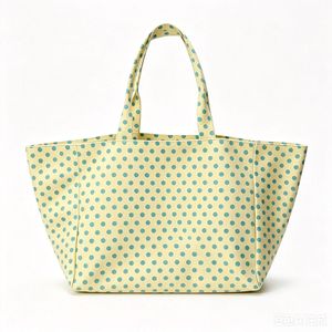 Nuova Borsa Tote in Tela a Pois, Grande Capacità, Borsa a Tracolla Singola, Colori Abbinati, Marrone Scuro, Versatile per Scuola o Uso Quotidiano - Product Image 1