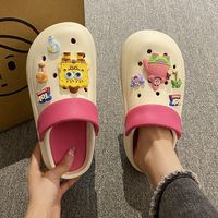 Chaussures d'été à semelle épaisse avec impression personnalisée, sabots de jardin pour femmes avec dessin animé animal mignon design