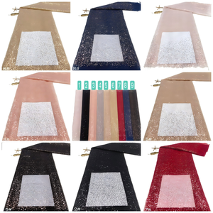 BTC2705ファンシーレース刺繍生地100% ポリエステルメッシュ生地花柄ビーズ環境に優しいテキスタイル衣服結婚式用 - Product Image 6