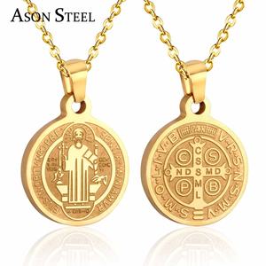 Collar con Colgante de la Virgen María MiLaTu para Hombre y Mujer, en Acero Inoxidable Color Dorado, Joyería Religiosa - Product Image 2