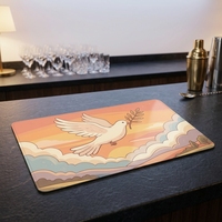 Tapis de bar rétro années 70 avec motif colombe de la paix, antidérapant, imperméable et résistant à la chaleur, pour la maison, le bar ou le coin café