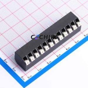 JL212S-50012B01 Spring Terminal Block Through hole Component (THT),P=5mm Connector 1x12P 5mm Black Through Hole - Product Image 1