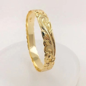 JX111 10 Mét 20 Mét Plumeria Vòng Đeo Tay Hawaii Truyền Thống Gia Truyền Scroll Oval Shape <span class=keywords><strong>Bangle</strong></span> 14K Vàng Sterling Silver... - Product Image 4