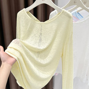 Maglione da <span class=keywords><strong>Donna</strong></span> a Maniche Lunghe in <span class=keywords><strong>Maglia</strong></span> Sottile Intrecciata, Leggero e Ampio, con Base in Rete per Protezione Solare - Product Image 3