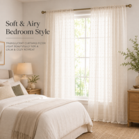 Rideau 100% Polyester Tulle Translucide Moderne Toutes Saisons avec Passe-Tringle et Plis Crayon, Filtrant la Lumière pour la Décoration Intérieure