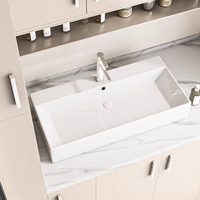 Lavabo Carré Moderne en Céramique à Poser sur Plan, Vasque Artistique pour Projets Hôteliers et Villas
