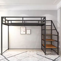 Lit superposé moderne en acier pour chambre à coucher, lit simple pour adulte, lit king-size avec escalier