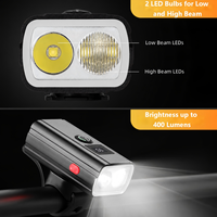 Batteriebetriebene Wiederaufladbare Wasserdichte Aluminium Superhelle Tragbare Lenkermontierte 400 Lumen LED-Fahrradlampe mit 8 Modi