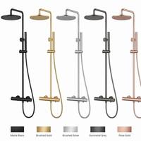 Système de douche chromé diamant avec jets de corps ensemble combiné de douche à effet pluie avec robinets à vanne thermostatique accessoires de mélangeur de salle de bain