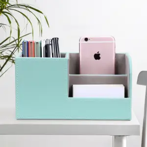 Phong Cách Mới Sắp Xếp Bàn Chất Lượng Tốt Màu Xanh Pu Da MDF Phụ Kiện Bàn Văn Phòng Bộ Máy Tính Để Bàn - Product Image 6