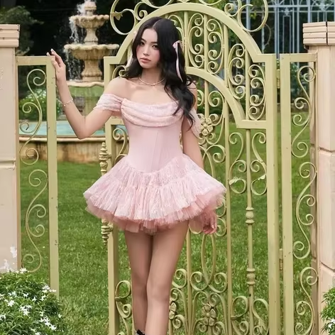 strapless open back dress Women Mini Tulle Prom Dress Flower Embroidery Dress Short Formal Homec  SD  Dresscode & Fashiontrends