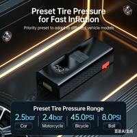 Gonfleur de pneus portable et démarreur de voiture 2-en-1, booster de batterie d'urgence pour voiture, jauge de pression numérique
