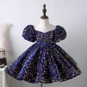 Elegante <span class=keywords><strong>Vestido</strong></span> de Princesa con Mangas Abullonadas <span class=keywords><strong>para</strong></span> Niñas, Primera Comunión, Baile Infantil, Lindo <span class=keywords><strong>Vestido</strong></span> Azul <span class=keywords><strong>para</strong></span> Cumpleaños de Bebé Niña - Product Image 3