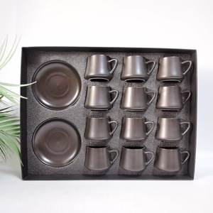 Superior Ceramic Coffee <b>Cup</b> and Saucer <b>Set</b> Color Glaze Matte 12 <b>Cups</b> Saucer Tea <b>Cups</b> <b>Set</b> of 6 With Gift Box - Product Image 2