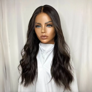 Прозрачный кружевной парик 13*4 из натуральных человеческих волос, 180% плотность, длинный, черный, с эффектом Body Wave, класса люкс - Product Image 1