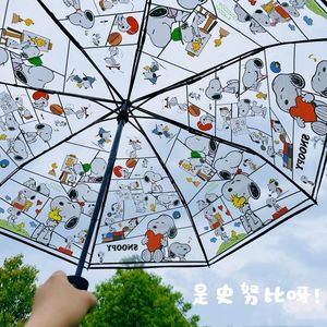 Paraguas Plegable Automático y Portátil Ruunjoy con Mango Largo y Corto para Estudiantes, Diseño Lindo y Transparente con Estampado Personalizado de la Serie de Anime Inspirada en <span class=keywords><strong>Snoopy</strong></span> - Product Image 5