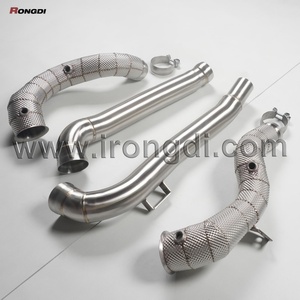3.5" to 3" Stainless Steel AMG GT GTC GTS GTR M178 C190 Straight Downpipe Exhaust Pipe for Mercedes Benz Heat Shield - Product Image 2