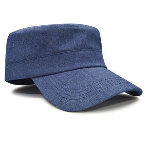 Gorra de Capitán de Mezclilla de Algodón de Moda Primavera-Verano al por Mayor, Gorra Plana para Hombre, Gorra Deportiva de Corona Plana - Product Image 1