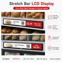 Layar LCD Bar Ultra Lebar 18,5 Inci, Signage Digital Tepi Rak, Panel LCD TFT 1920x360 untuk Supermarket