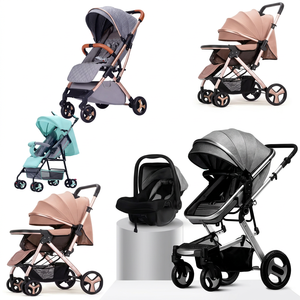 Poussette bébé, cadre en alliage d'aluminium, pliable, portable, capacité de charge de 15 kg, nouveau-né à 3 ans, tissu brun - Product Image 1