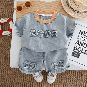Ropa de Algodón para Niños, Camiseta Informal de Mezclilla para <span class=keywords><strong>Niño</strong></span>, Conjunto de 2 Piezas, Traje Deportivo para Bebé de 0 a <span class=keywords><strong>5</strong></span> <span class=keywords><strong>Años</strong></span> - Product Image 2