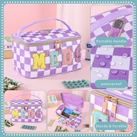 Sac de rangement pour médicaments personnalisé avec lettres brodées, grande capacité, portable, trousse de premiers soins, sac de voyage, trousse médicale