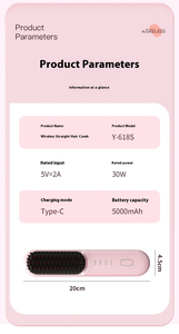 <span class=keywords><strong>Brosse</strong></span> lissante sans fil avec ions négatifs, portable pour la maison et les voyages - Product Image 6