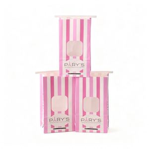 Sac en papier kraft OEM personnalisé, résistant à la graisse, avec fenêtre, rose et blanc, pour pain, biscuits, snacks, noix, avec fermeture à lien métallique pour emballage alimentaire - Product Image 3