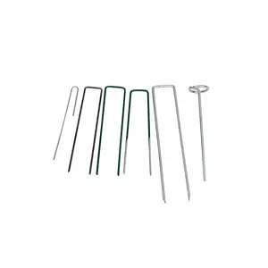 6 Inch Garden Stakes Galvanized Landscape Staples Green U-Type Turf Staples for Artificial Grass Rust Proof Sod Pins Stakes
