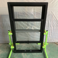 Ventana y puertas de Pvc de CHANGYI, ventanas verticales deslizantes con rotura térmica, ventanas de color negro UPVC, ventana colgada individual o individual con diseño de parrilla